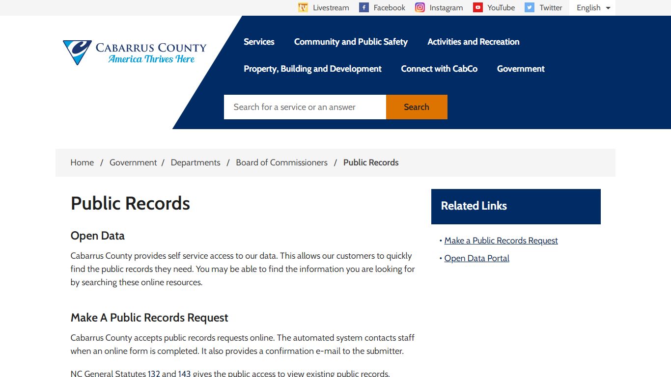 Public Records - Cabarrus County