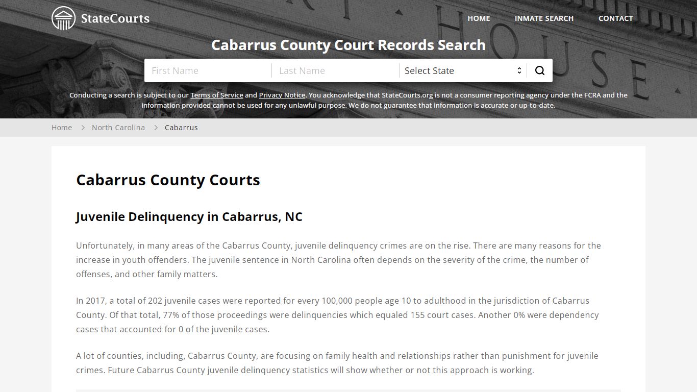 Cabarrus County, NC Courts - Records & Cases - StateCourts